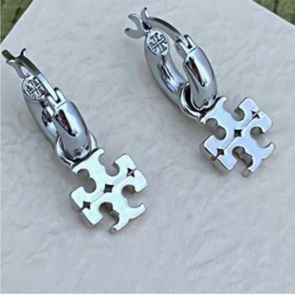 Tory Burch KIRA Huggie Hoop Earrings Tory Silver